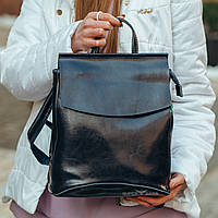 Рюкзак-трансформер кожаный женский в черном цвете Tiding Bag - 26367
