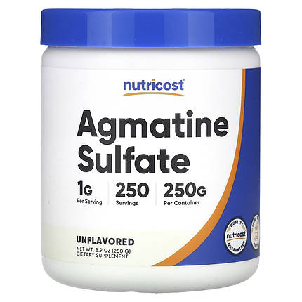 Агматин-сульфат Nutricost Agmatine Sulfate Powder 250 г (250 порц.), фото 1