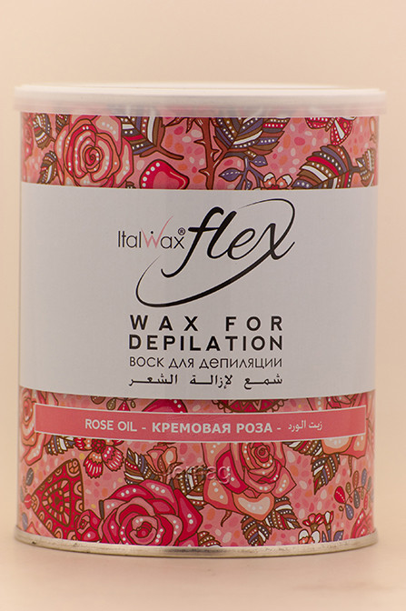 ItalWax FLEX Віск теплий в металевій банці, 800 мл - Кремова троянда, фото 1