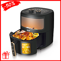 Безмасляна фритюрниця аерогриль на 6 л RAF R.5324 1500 Вт, Потужна фритюрниця для приготування без олії