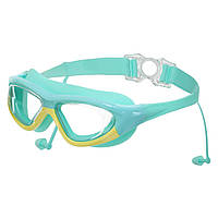Очки-полумаска для плавания детские с берушами Zelart 9200 цвет бирюзовый ld