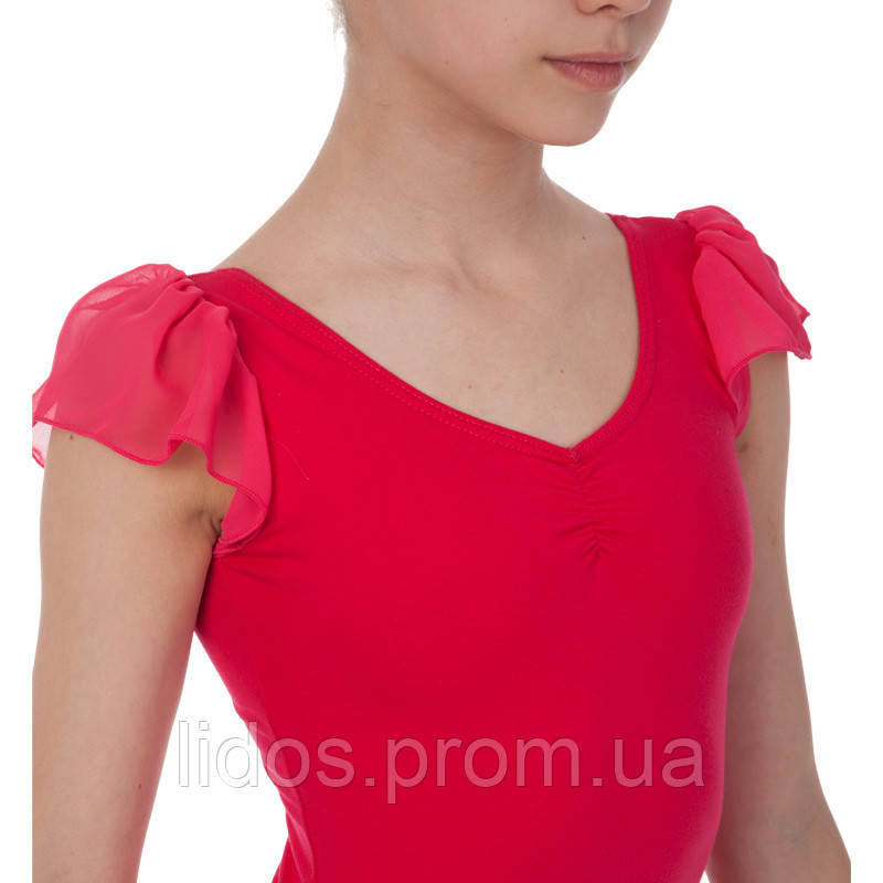 Платье для танцев (бейсик) с коротким рукавом фонарик Lingo CHD01 размер XL, рост 155-165 цвет малиновый ld - фото 5 - id-p2144383367