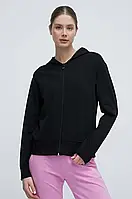 Urbanshop com ua Кофта EA7 Emporio Armani жіноча колір чорний з капюшоном однотонна РОЗМІРИ ЗАПИТУЙТЕ