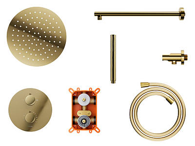 Душова система CORSAN LUGO GOLD з термостатом + BOX прихованого монтажу *