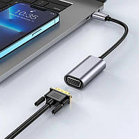 Перехідник VGA до USB-C Hoco UA21 Metal Gray