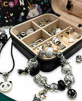 Набор для творчества девочке для создания шарм-браслетов и подвесок 66 элементов Черный