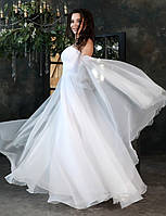 Свадебное нарядное белое платье со сьемными рукавами (XS, S)