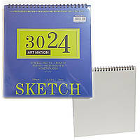 Альбом для ескизів "Art Nation" / Sketchbook / 30х30см / 24 аркуша / 200г/м² / скетчбук на спірали / XQSU3030