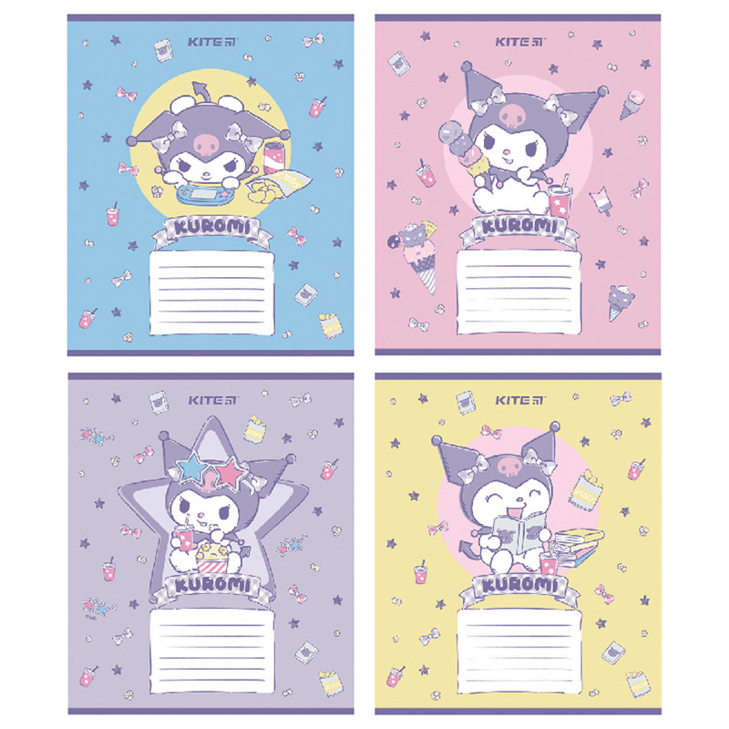 Зошит шкільний 12 аркушів коса лінія Kite Kuromi HK24-235-2, 68132, фото 1