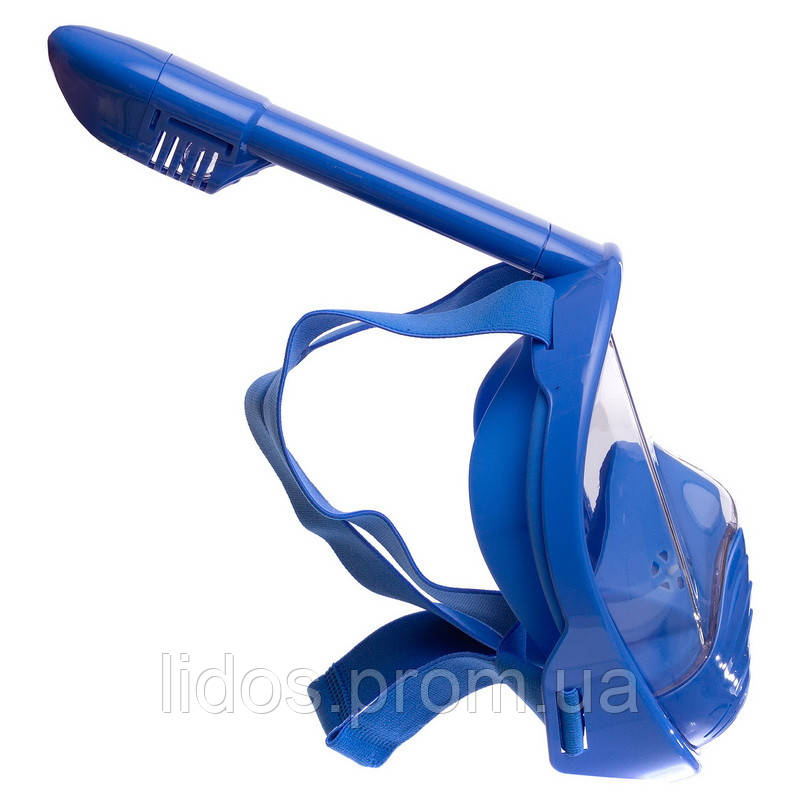 Маска для снорклинга с дыханием через нос детская Zelart PL-1294 XS голубой-белый ld - фото 3 - id-p2144321582