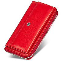Красный женский кошелек-клатч из натуральной кожи с блоком для карт ST Leather ST024