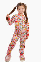 Пижама комбинезон для девочки / футер с начесом 104, светло-розовый-звери