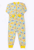 Пижама комбинезон для девочки / футер с начесом 98, лимонный-коалы