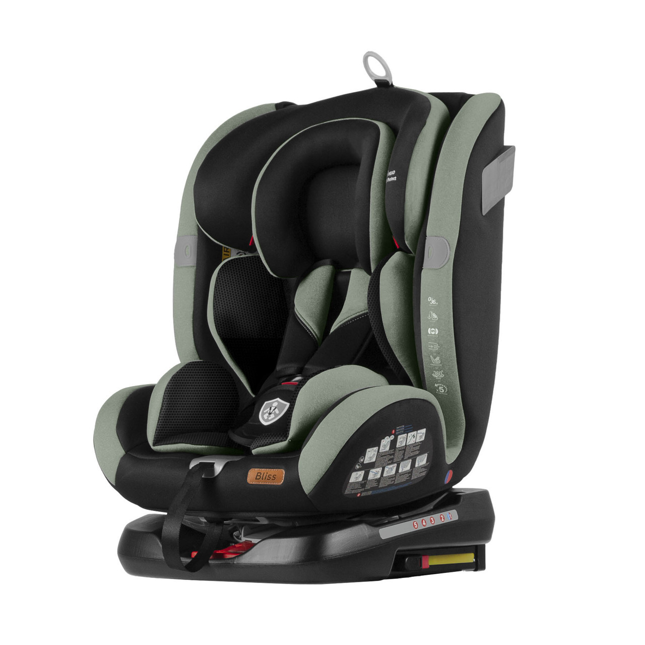 Автокрісло з поворотом ISOFIX TILLY Bliss Olive Green для дітей від народження до 12 років (9-36кг) Зелений