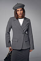 Женский однобортный пиджак приталенного кроя - серый цвет, S (есть размеры) hd