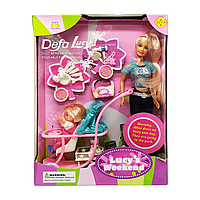 Лялька типу Барбі Defa Lucy 20958 з коляскою і дитиною (Бирюзовый) hd