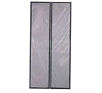 Москитная сетка magic mesh на входные двери, Раздвижная занавеска защита от насекомых для двери Черная
