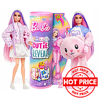 Кукла Barbie Cutie Reveal Barbie Розовый плюшевый мишка + животное HKR04