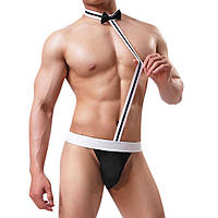 Чоловічі стрінги з метеликом еротичні універсальний чорно-білий