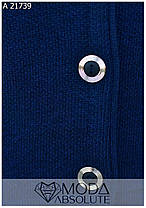 Жіночий теплий кардиган з кишенями синій 54-56 та 58-60 розміри, фото 3