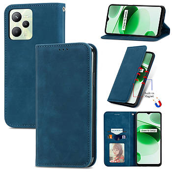 Чохол-книжка Skin Feel Leather Wallet для Realme C35 Blue