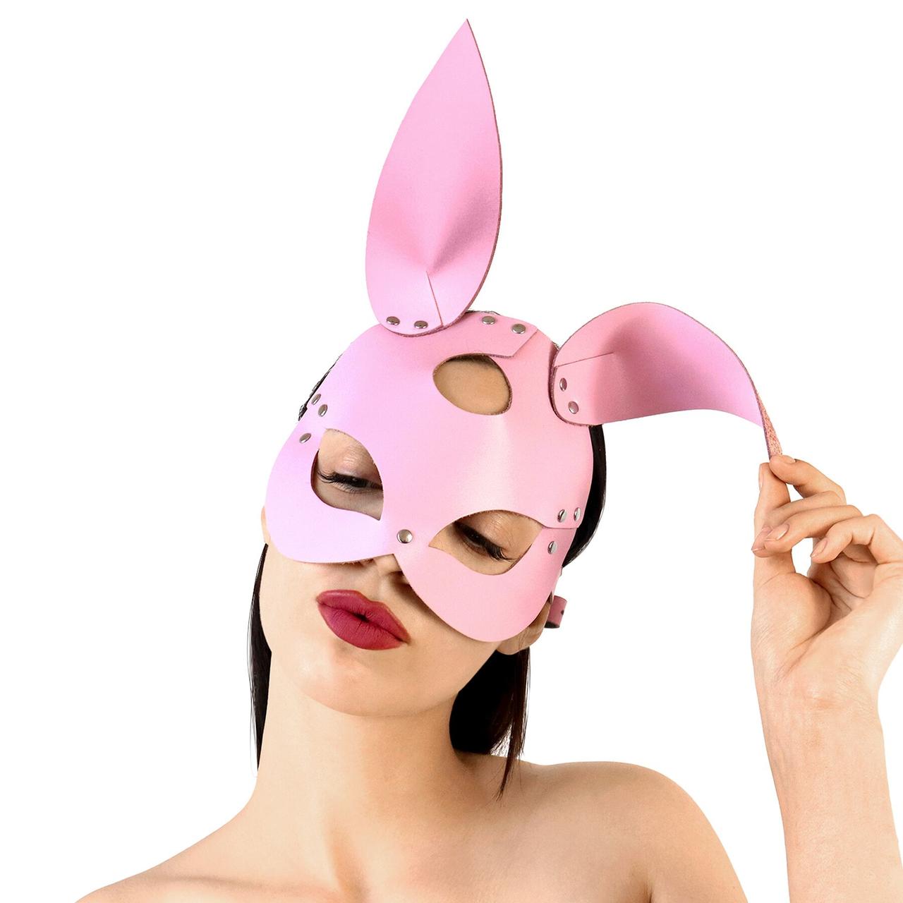 Шкіряна маска Зайчики Art of Sex — Bunny mask, колір Рожевий, фото 1