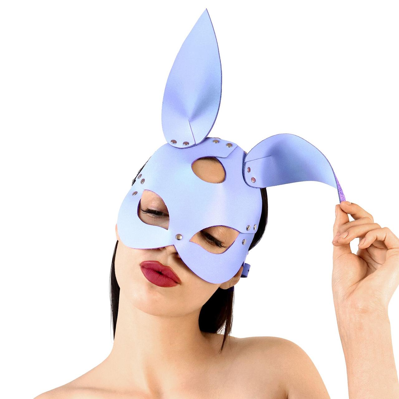 Шкіряна маска Зайчики Art of Sex — Bunny mask, колір Лавандовий, фото 1