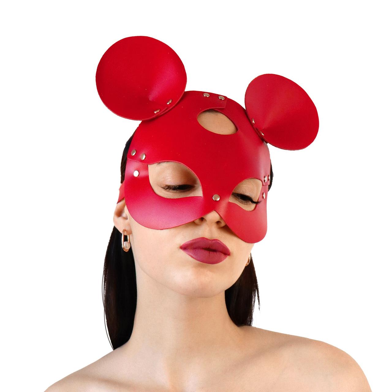 Шкіряна маска зайчики Art of Sex — Mouse Mask, колір Червоний, фото 1