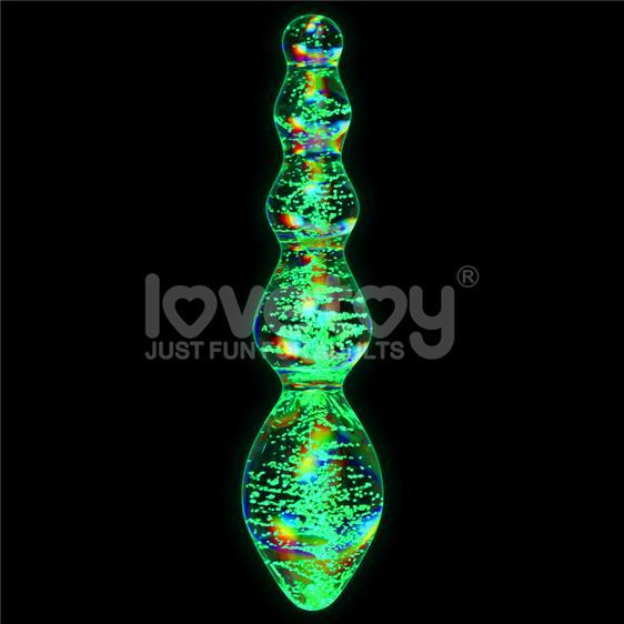 Фалоїмітатор скляний — Twilight Gleam Glow-in-the-dark Glass Dildo Tantalizing Orbs