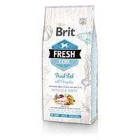 Сухий корм Brit Fresh для дорослих собак великих порід, для м'язів та суглобів, з рибою та гарбузом, 12 кг