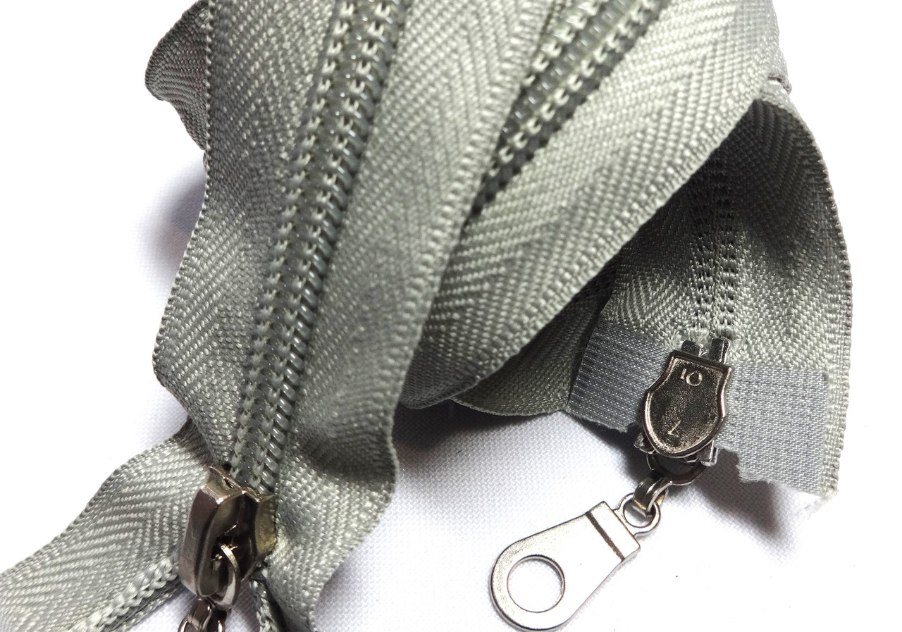 Спіральна блискавка № 7 90 см. 2 бігунка колір сірий 05, фото 1