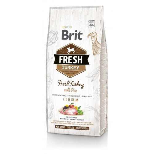 Сухий корм Brit Fresh для дорослих собак, із зайвою вагою, похилого віку, з індичкою та горохом, 12 кг, фото 1