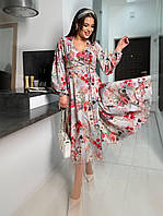 Красивое женское длинное платье из софт-шелка батал с 48 по 70 размер