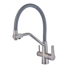 Змішувач для кухні із силіконовим виливом колір Графіт Mixxus FUL-021 GRAPHITE із виходом для питної води