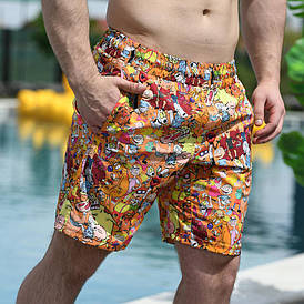Стильные мужские шорты пляжные для купания прогулок с карманами легкие яркие шорты с принтом для мужчин парней
