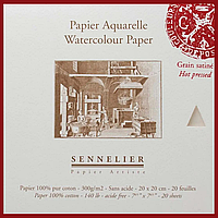 Склейка для акварелі Sennelier плотность бумаги 300 гм2 гаряче пресування 20 аркушів 20 x 20 cm