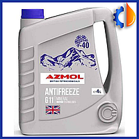 Охлаждающая жидкость для автомобиля Antifreeze G-11 AZMOL 4 литр, синий антифриз для системы охлаждения Азмол