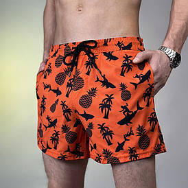 Мужские шорты летние оранжевые пляжные молодежные для купания легкие повседневные модные шорты для парней