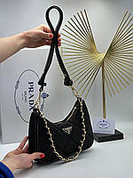 Женская сумочка прада чёрная Prada молодёжная модная сумочка через плечо