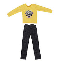 Костюм одежда для Кена, джинсы и свитер с длинным рукавом Желтый