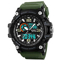 Часы наручные мужские SKMEI 1283AG ARMY GREEN, армейские часы противоударные. UZ-524 Цвет: зеленый