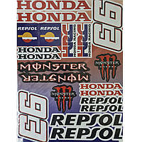 Наклейка лист А3 Honda 93