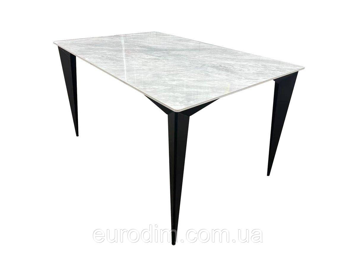 Стіл NORMAN CERAMIC 140*90 Muie White глянець/чорний каркас