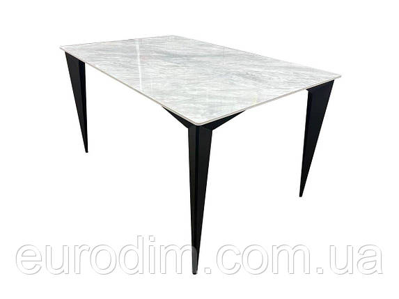 Стіл NORMAN CERAMIC 140*90 Muie White глянець/чорний каркас, фото 1