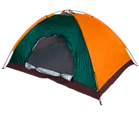 Палатка туристическая 1-о местная 2x1 м Easy-Camp Палатка с москитной сеткой Зелено-оранжевая