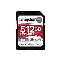 SDXC (UHS-II U3) Kingston Canvas React Plus 512Gb class 10 V60 (R280MB/s, W150MB/s)