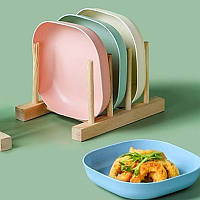 Набір тарілок 4шт для пікніка багаторазових з пшеничного лушпиння, квадратні мілкі