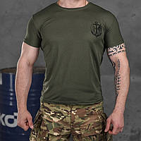 Потоотводящая мужская футболка Coolmax с принтом "Верный навсегда" олива размер S