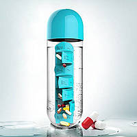 Бутылка для воды с таблетницей Pill Vitamin Water Bottle Blue ch