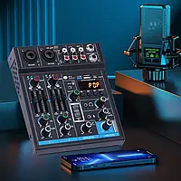 Микшер DJ Sound Mixer 4-канальный студийный аудио микшер настольная система LCD цифровой профессиональный